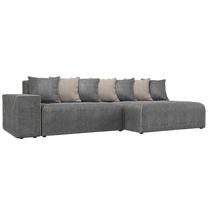 Угловой диван «Кёльн», правый угол, механизм пантограф, рогожка, цвет серый / бежевый