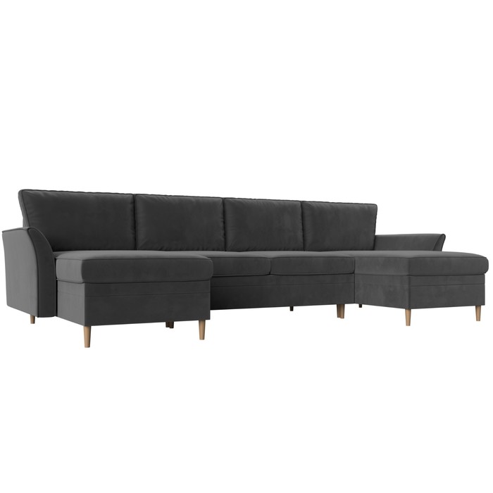 П-образный диван «София», механизм пантограф, велюр, цвет серый диван софия велюр