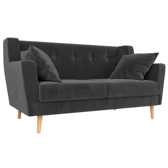 Прямой диван «Брайтон 2», велюр, цвет серый