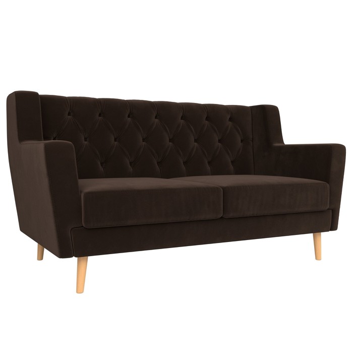 Прямой диван «Брайтон 2 Люкс», микровельвет, цвет коричневый