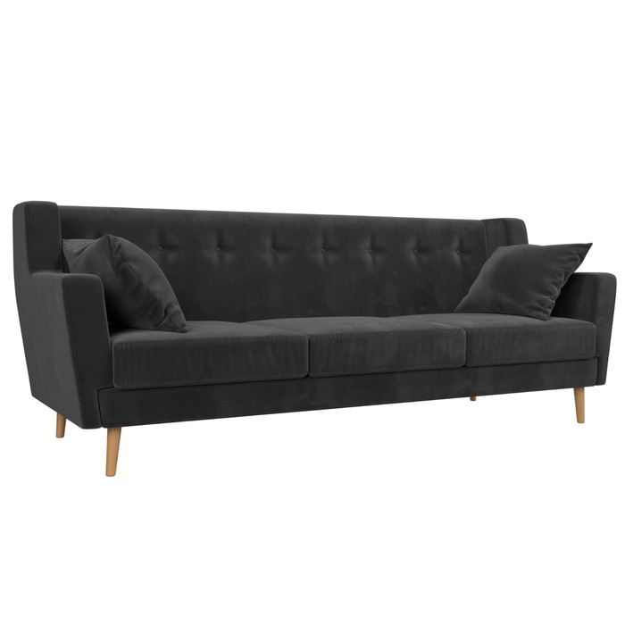 Прямой диван «Брайтон 3», велюр, цвет серый подушка брайтон happy 230 велюр