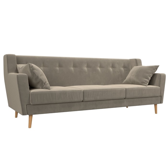 Прямой диван «Брайтон 3», микровельвет, цвет бежевый
