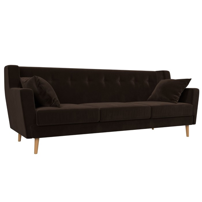 Прямой диван «Брайтон 3», микровельвет, цвет коричневый 46035