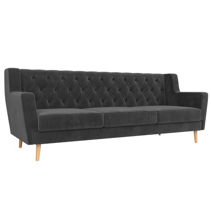 Прямой диван «Брайтон 3 Люкс», велюр, цвет серый подушка брайтон happy 230 велюр
