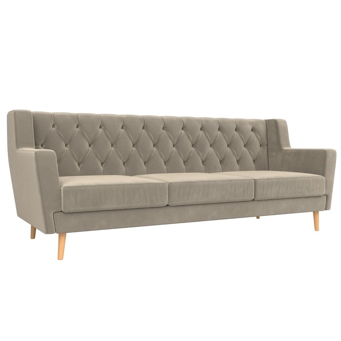 Прямой диван «Брайтон 3 Люкс», микровельвет, цвет бежевый