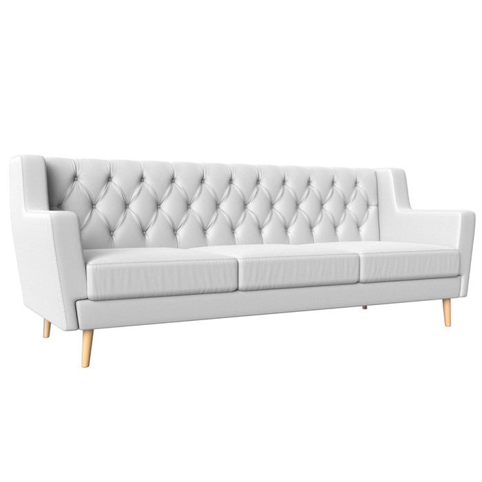 Прямой диван «Брайтон 3 Люкс», экокожа, цвет белый