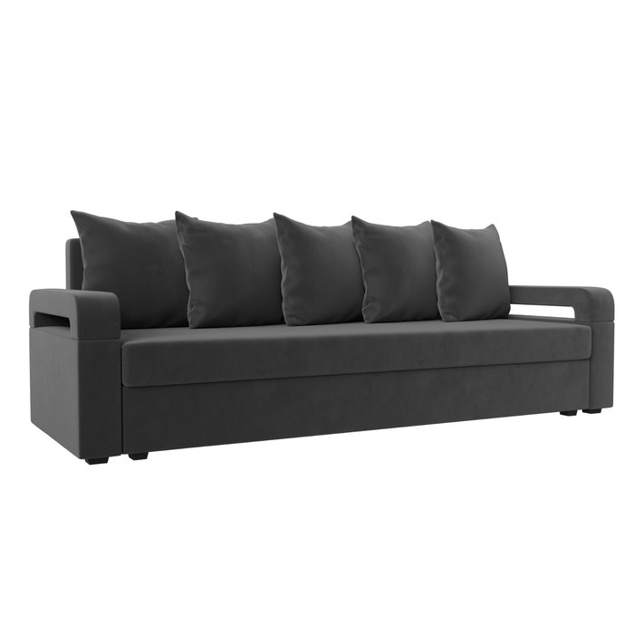 Прямой диван «Гермес лайт», механизм еврокнижка, велюр, цвет серый