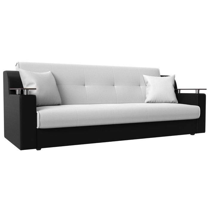 Прямой диван «Сенатор», механизм книжка, экокожа, цвет белый / чёрный