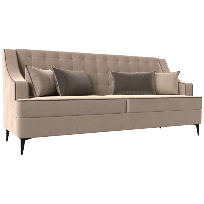 Прямой диван «Марк», велюр, цвет бежевый / коричневый прямой диван лига диванов марк велюр бежевый коричневый 111894