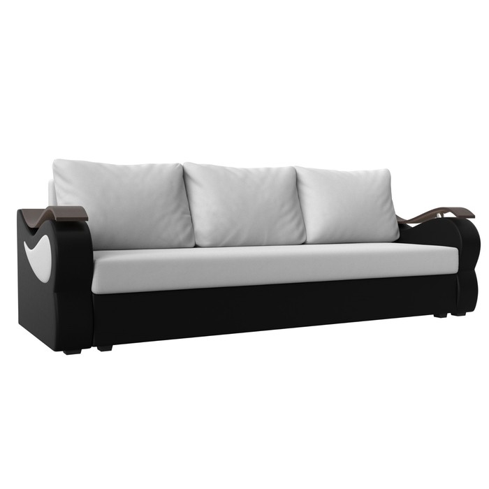 Прямой диван «Меркурий лайт», механизм еврокнижка, экокожа, цвет белый / чёрный