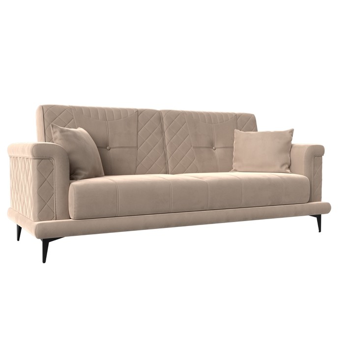 Прямой диван «Неаполь», механизм книжка, велюр, цвет бежевый прямой диван неаполь механизм книжка микровельвет цвет бежевый