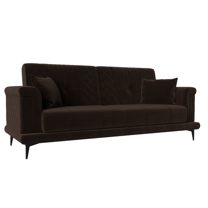 Прямой диван «Неаполь», механизм книжка, микровельвет, цвет коричневый