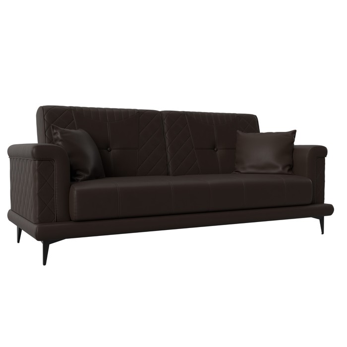 Прямой диван «Неаполь», механизм книжка, экокожа, цвет коричневый
