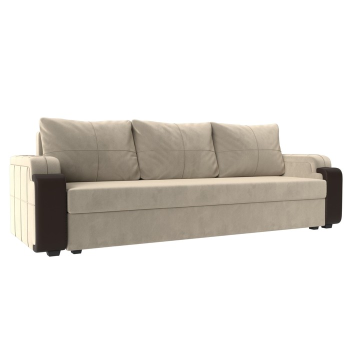 Прямой диван «Николь лайт», еврокнижка, микровельвет / экокожа, цвет бежевый / коричневый прямой диван николь лайт экокожа