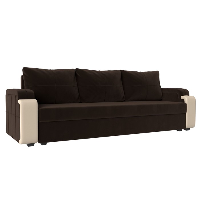 Прямой диван «Николь лайт», еврокнижка, микровельвет / экокожа, цвет коричневый / бежевый прямой диван николь лайт экокожа