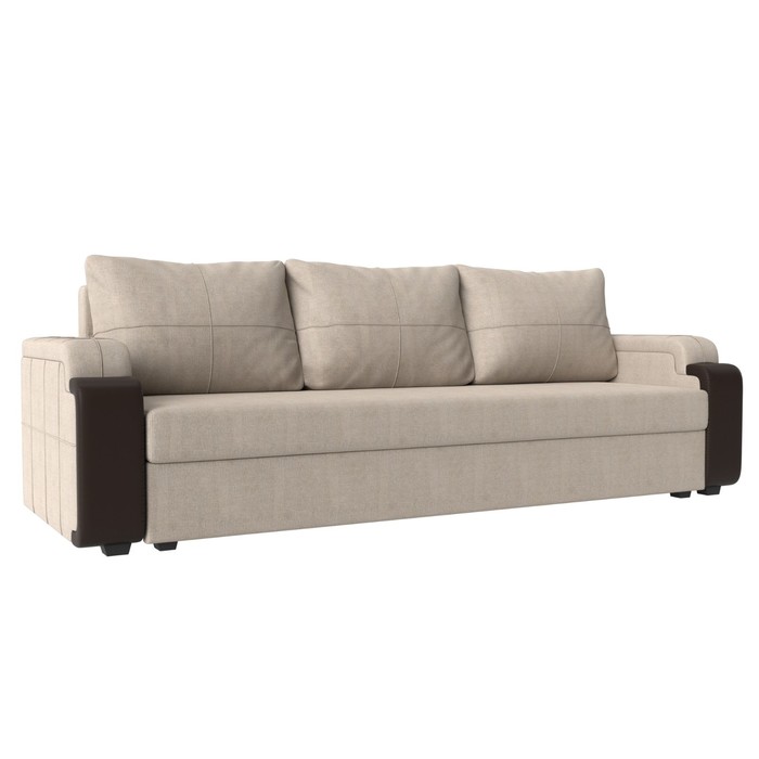Прямой диван «Николь лайт», еврокнижка, рогожка / экокожа, цвет бежевый / коричневый прямой диван николь лайт экокожа