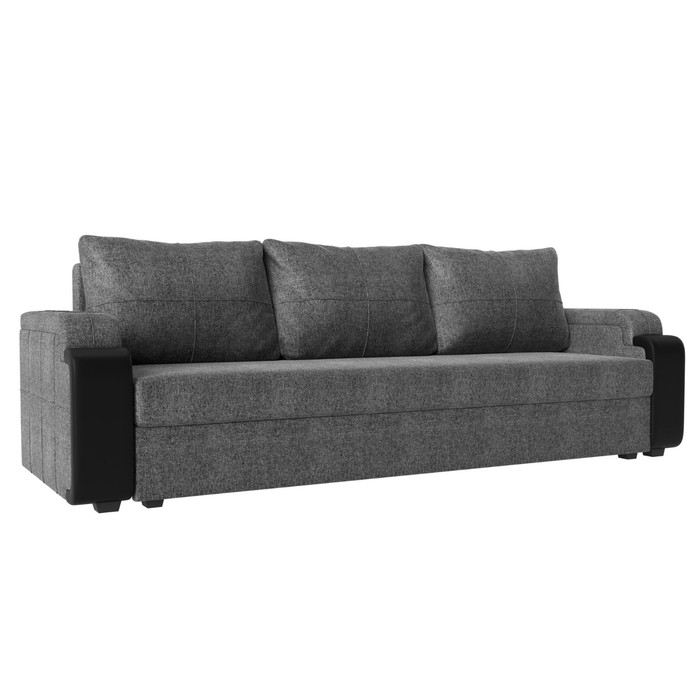 Прямой диван «Николь лайт», механизм еврокнижка, рогожка / экокожа, цвет серый / чёрный
