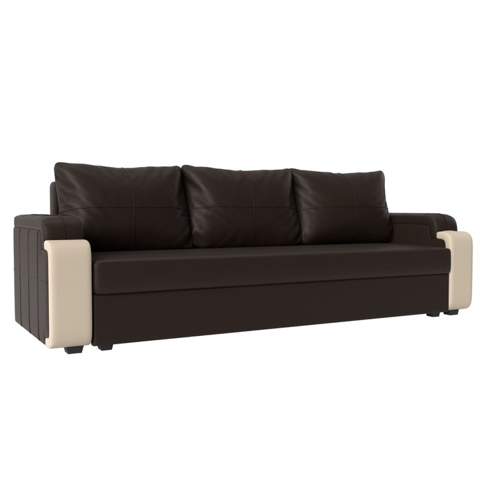 Прямой диван «Николь лайт», механизм еврокнижка, экокожа, цвет коричневый / бежевый прямой диван николь лайт экокожа