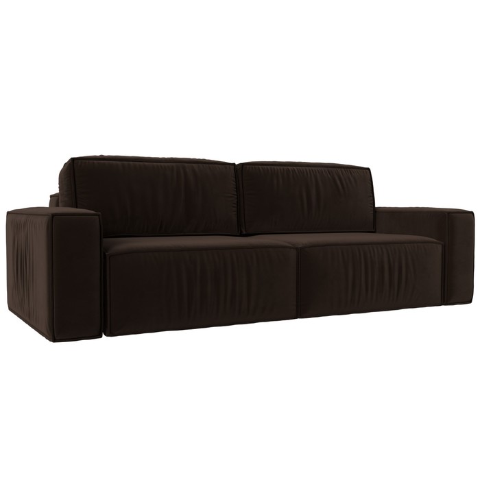 Прямой диван «Прага классик», механизм еврокнижка, микровельвет, цвет коричневый