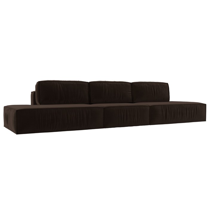 Прямой диван «Прага лофт лонг», механизм еврокнижка, микровельвет, цвет коричневый