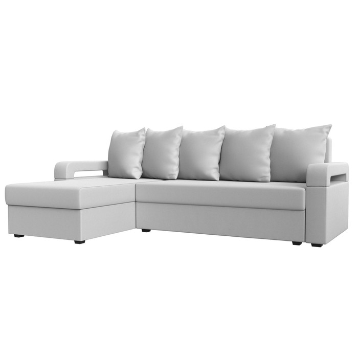 Угловой диван «Гермес лайт», левый угол, механизм еврокнижка, экокожа, цвет белый