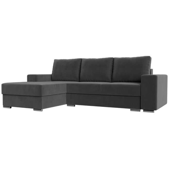 Угловой диван «Дрезден», левый угол, механизм пантограф, велюр, цвет серый