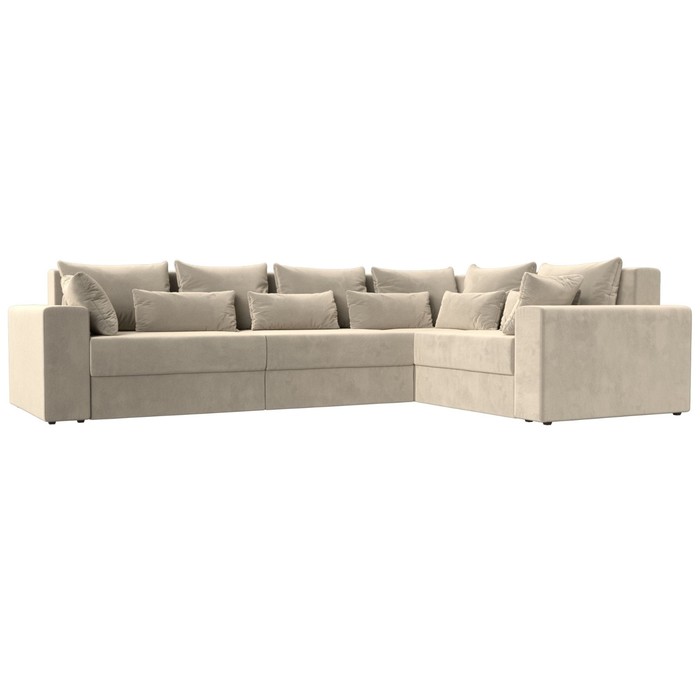 Угловой диван «Майами Long», правый угол, механизм еврокнижка, микровельвет, цвет бежевый