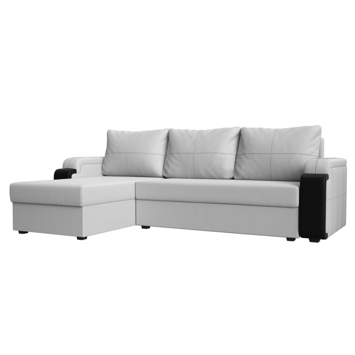 Угловой диван «Николь лайт», левый угол, механизм еврокнижка, экокожа, цвет белый / чёрный 41325