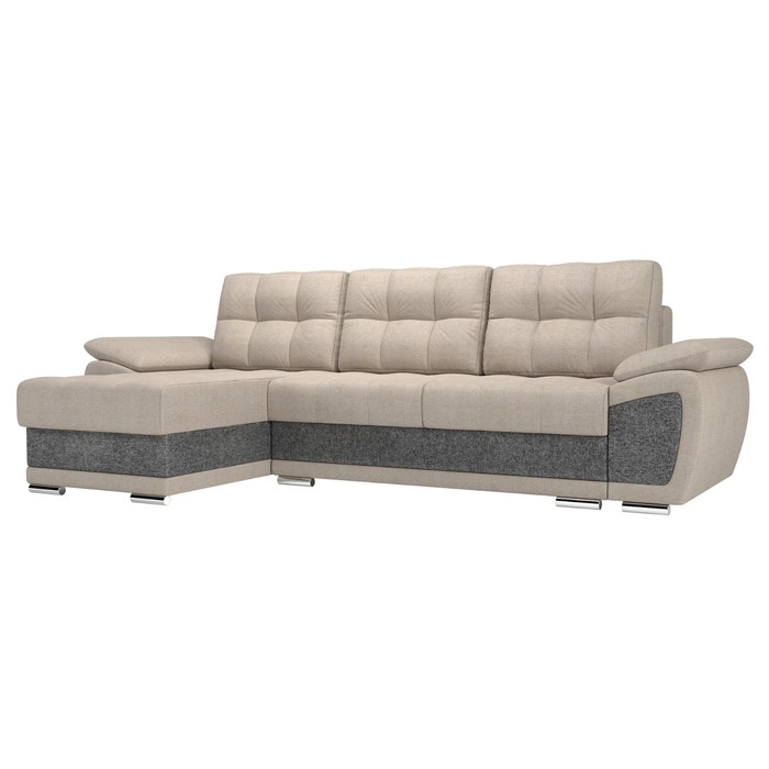 Угловой диван «Нэстор», левый угол, механизм еврокнижка, рогожка, цвет бежевый / серый