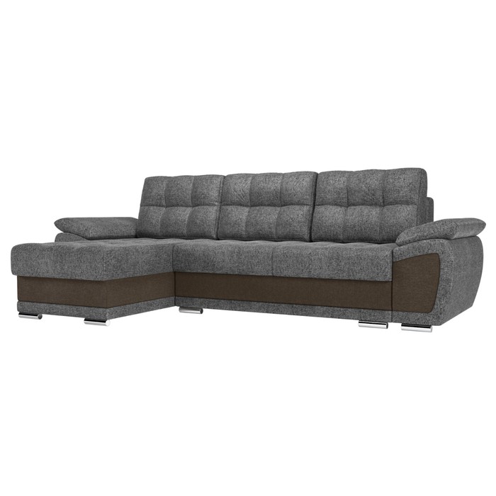Угловой диван «Нэстор», левый угол, механизм еврокнижка, рогожка, цвет серый / коричневый
