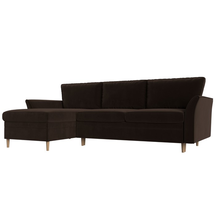 Угловой диван «София», левый угол, механизм пантограф, микровельвет, цвет коричневый