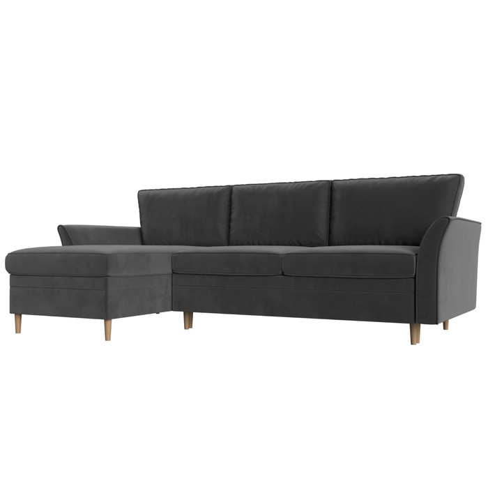 Угловой диван «София», левый угол, механизм пантограф, велюр, цвет серый