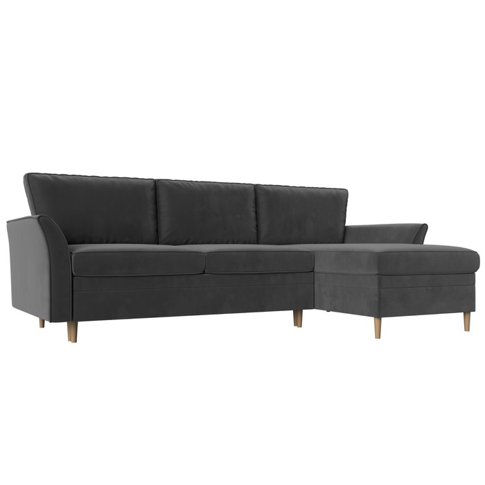 Угловой диван «София», правый угол, механизм пантограф, велюр, цвет серый