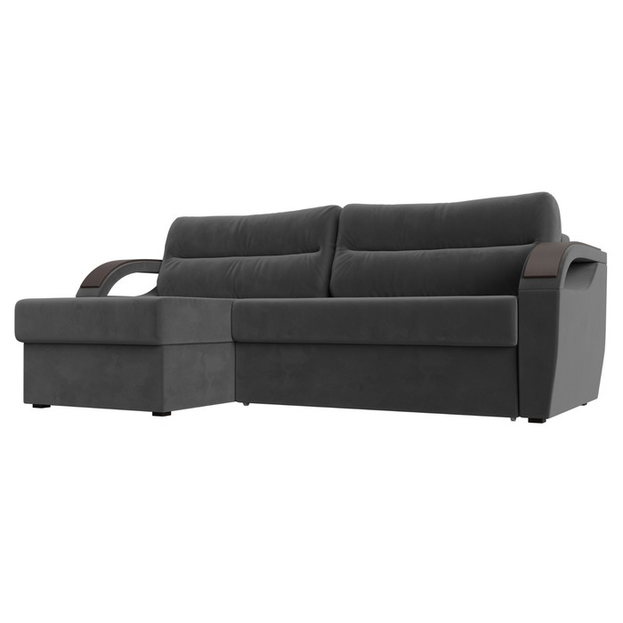 Угловой диван «Форсайт», левый угол, механизм еврокнижка, велюр, цвет серый