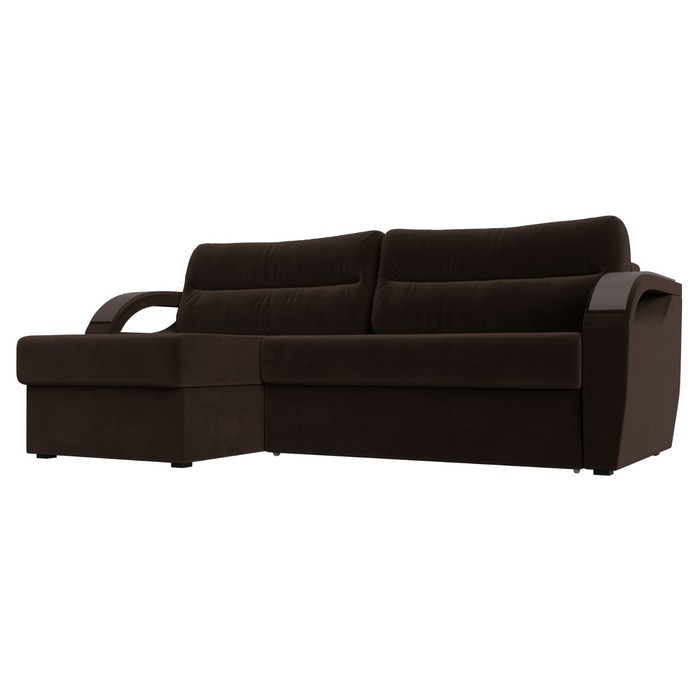 Угловой диван «Форсайт», левый угол, механизм еврокнижка, микровельвет, цвет коричневый