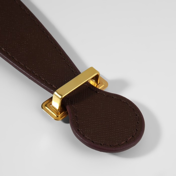 Ручка для сумки, 2 крепления на прокол, 22 × 3 × 0,4 см, цвет тёмно-коричневый/золотой
