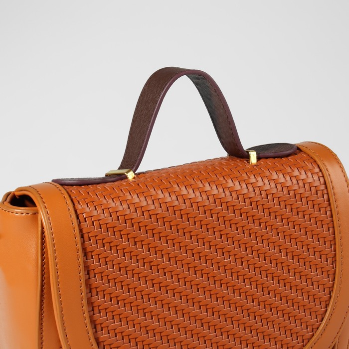 Ручка для сумки, 2 крепления на прокол, 22 × 3 × 0,4 см, цвет тёмно-коричневый/золотой