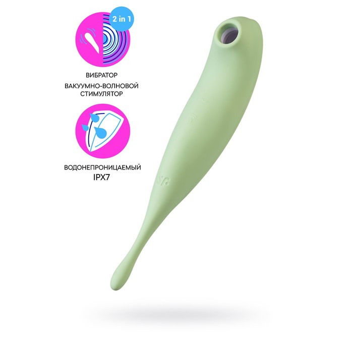 Вакуум-волновой бесконтактный стимулятор клитора Satisfyer Twirling Pro, силикон, зелёный