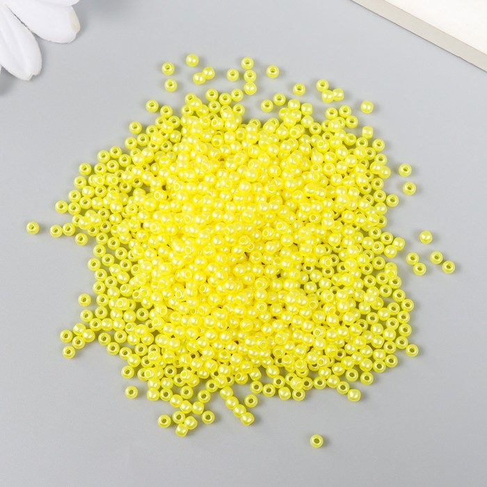 фото Набор бусин "рукоделие" пластик, диаметр 3 мм, 25 гр, желтый