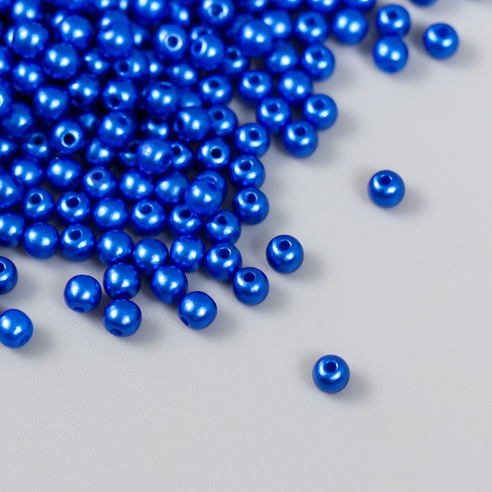 Набор бусин Рукоделие пластик, диаметр 4 мм, 25 гр, королевский синий