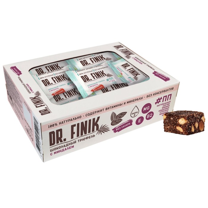 Конфеты финиковые DR.FINIK  шоколадный трюфель с миндалем, 300 г