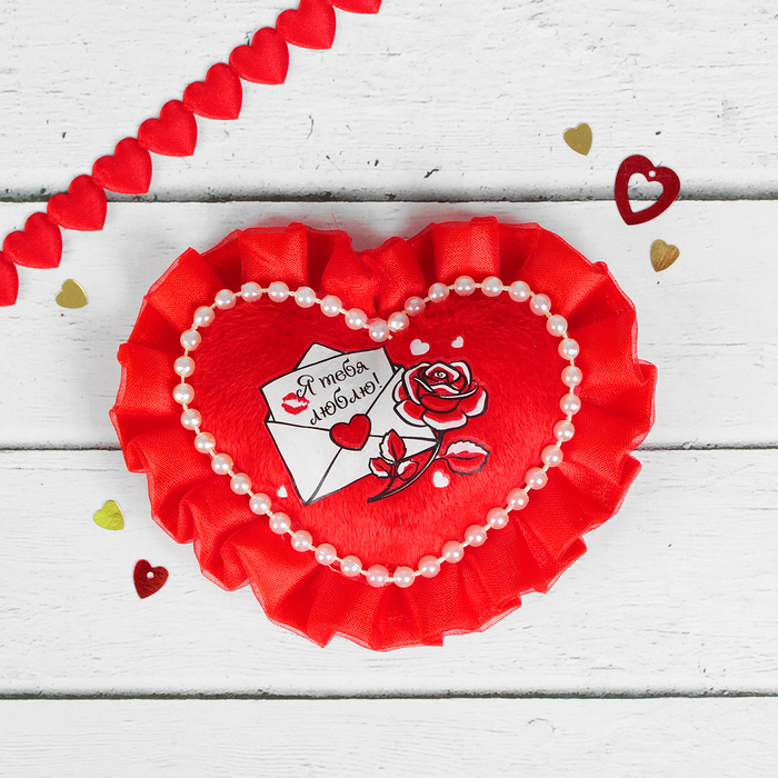 Мягкий магнит "Я тебя люблю", сердечко с розой