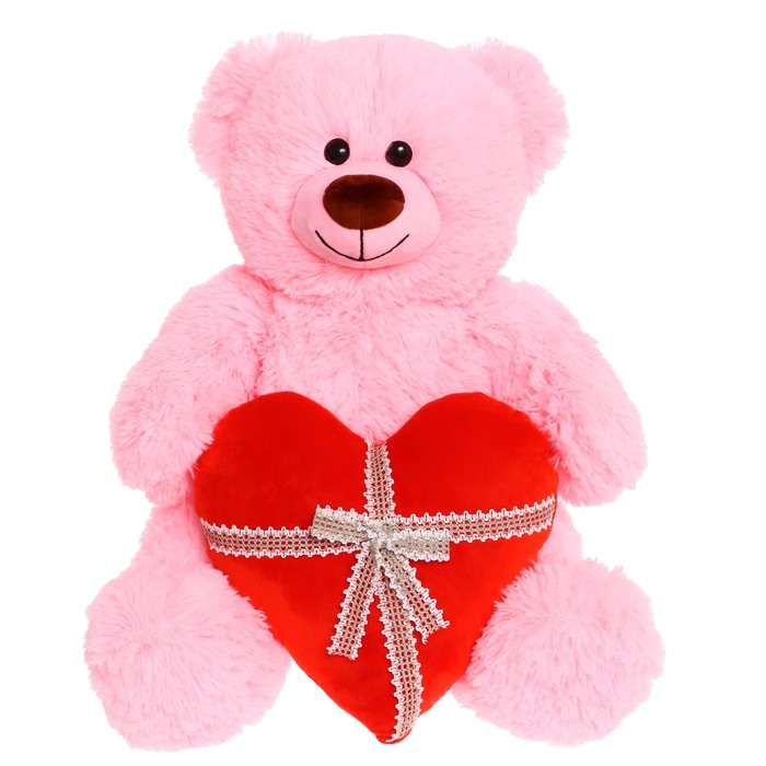 Мягкая игрушка «Медведь Мартин с сердцем», 65 см, цвет розовый