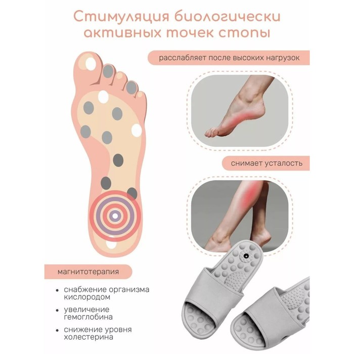 

Тапочки с массажным эффектом Home Massage, открытый нос, размер 40-41