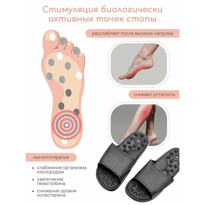 

Тапочки с массажным эффектом Home Massage, открытый нос, размер 40-41