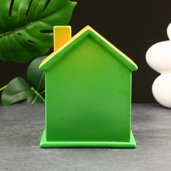 Копилка "Дом, на домик у моря" зеленая, бежевая, 21 см
