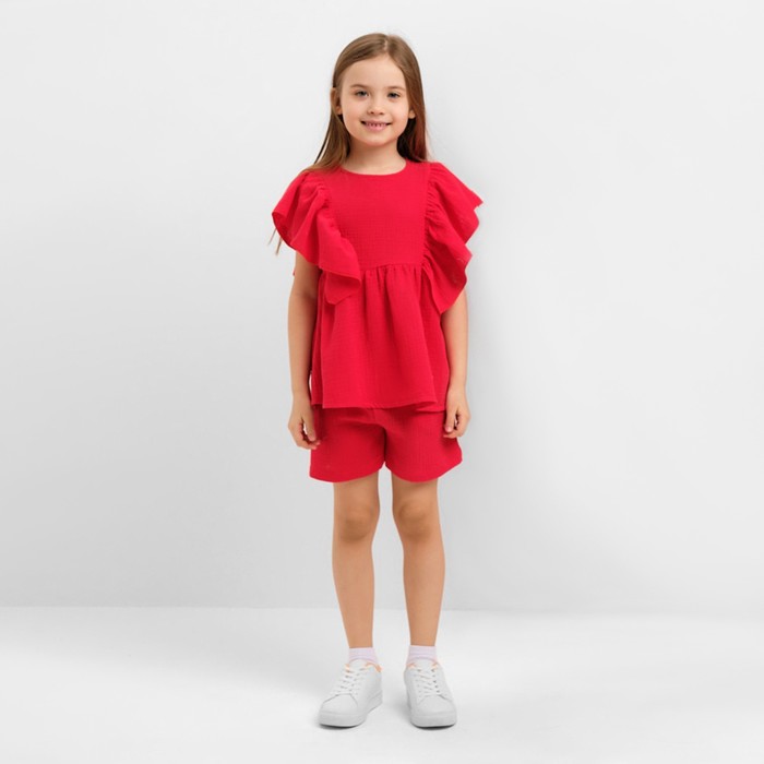 Комплект для девочки (блузка, шорты) MINAKU цвет красный, рост 116 комплект для девочки блузка шорты minaku цвет красный рост 134
