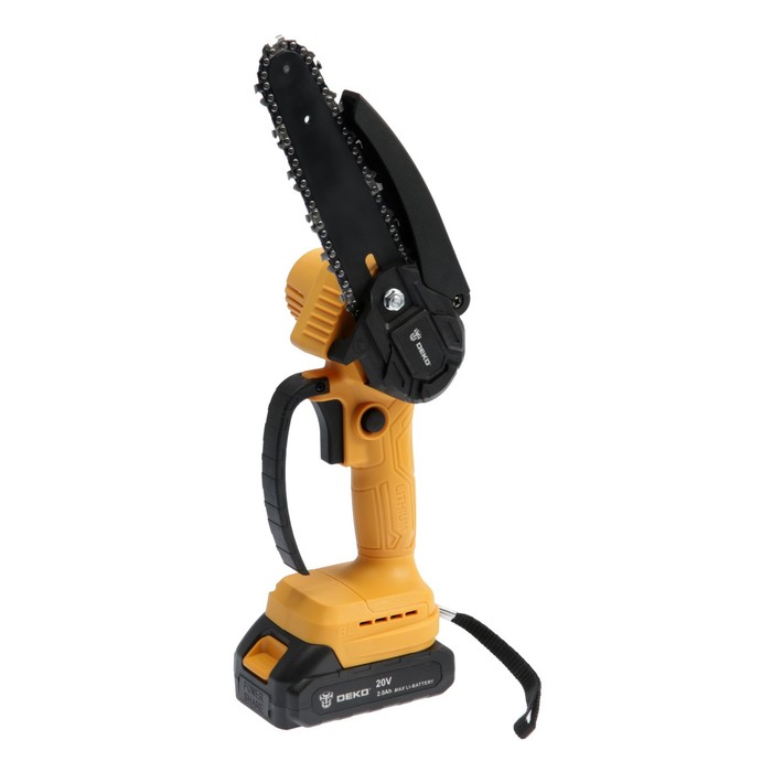 

Пила цепная аккумуляторная DEKO DKCHS 20-6, 20 В, 2x2 Ач, шина 15 см, шаг 1/4", 36 звеньев