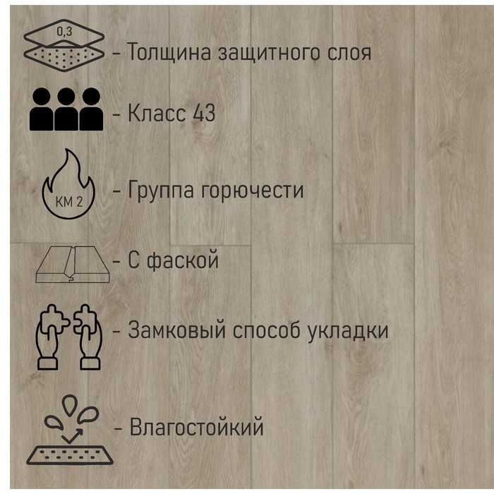 Водостойкий SPC ламинат DEW 4V Пацифик ТС 6003-14 1220х183х4  2,233м2