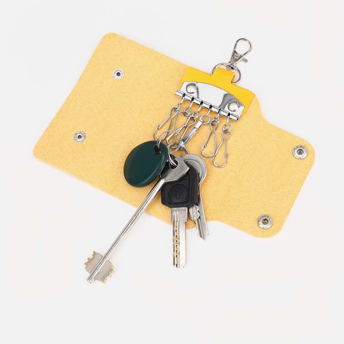 Ключница "Симпл2", 6,5*2*11 см, 7 караб, на кнопках, желтый